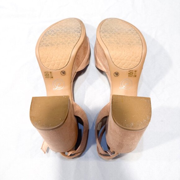 Chinese Laundry Theresa Platform Sandal Dark Nude Heel Microsuede Women's Size 7 - Picture 11 of 12